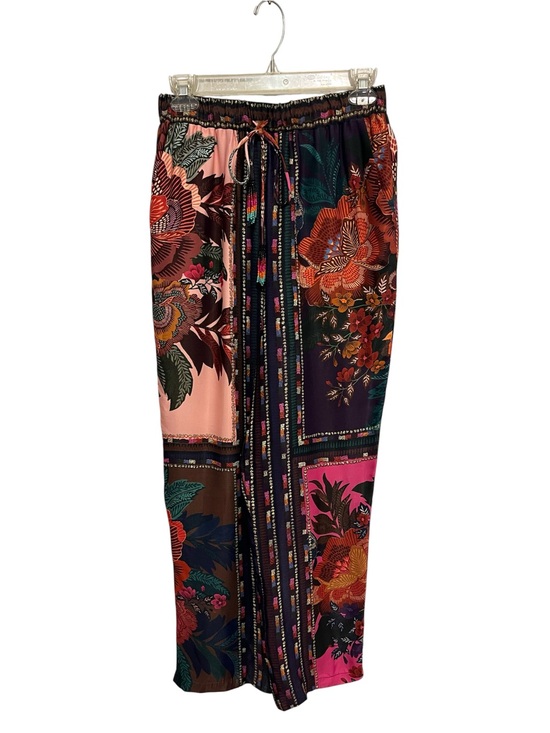 FARM Rio Pants - Floral Patchwork Ankle-Cropped Drawstring Pants - Multicolor